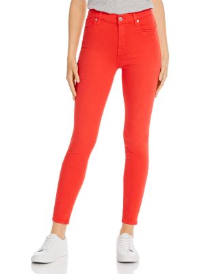 bright red skinny jeans