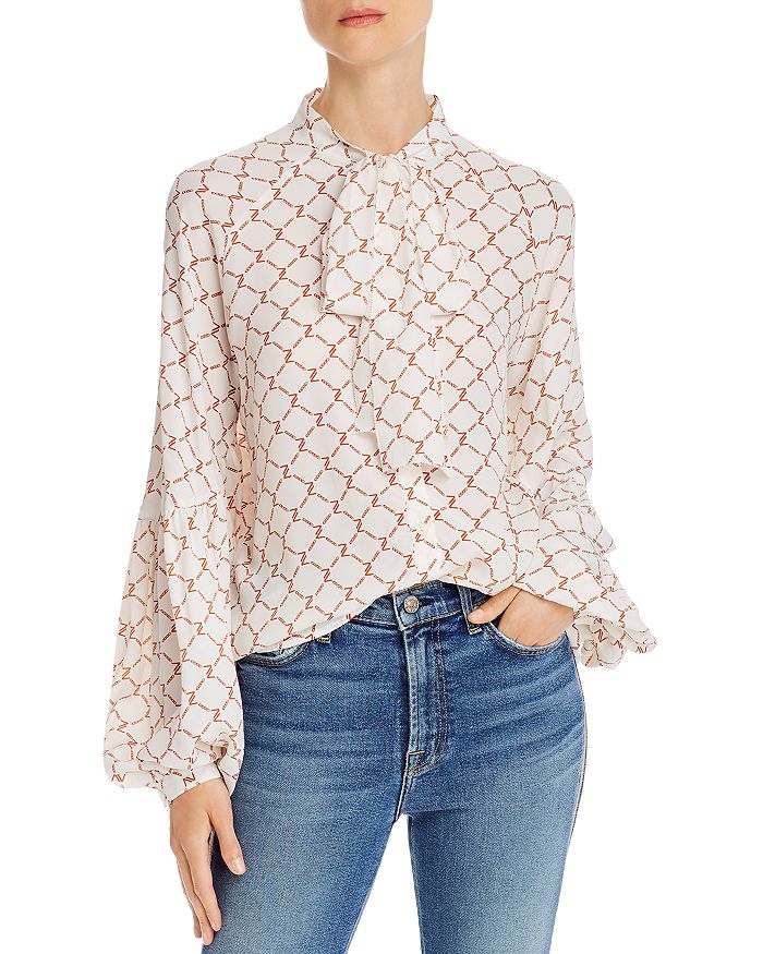 7 FOR ALL MANKIND PRINTED TIE-NECK BLOUSE,AN1252L176