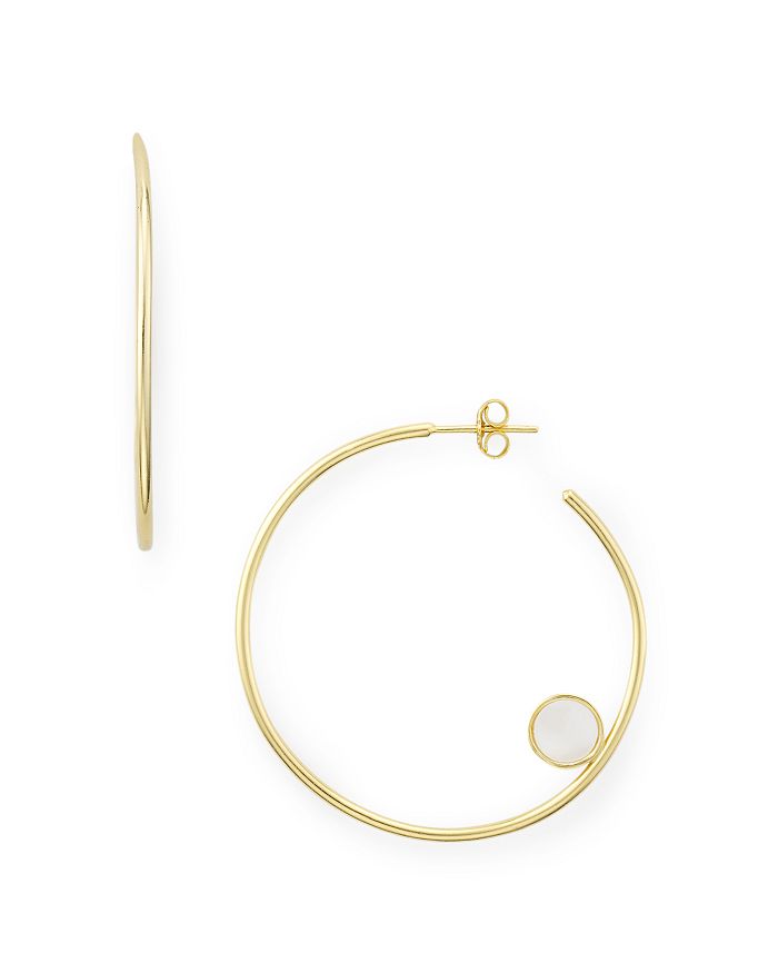 Argento Vivo Disk Detail Hoop Earrings In White/gold