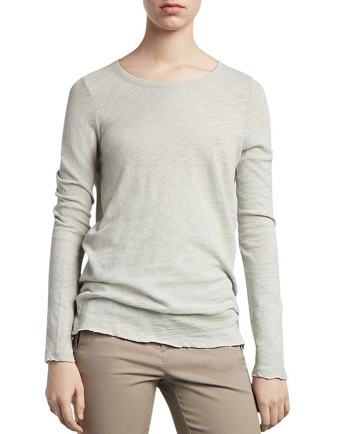 Atm Anthony Thomas Melillo Distressed Slub Cotton-jersey Top In Sage