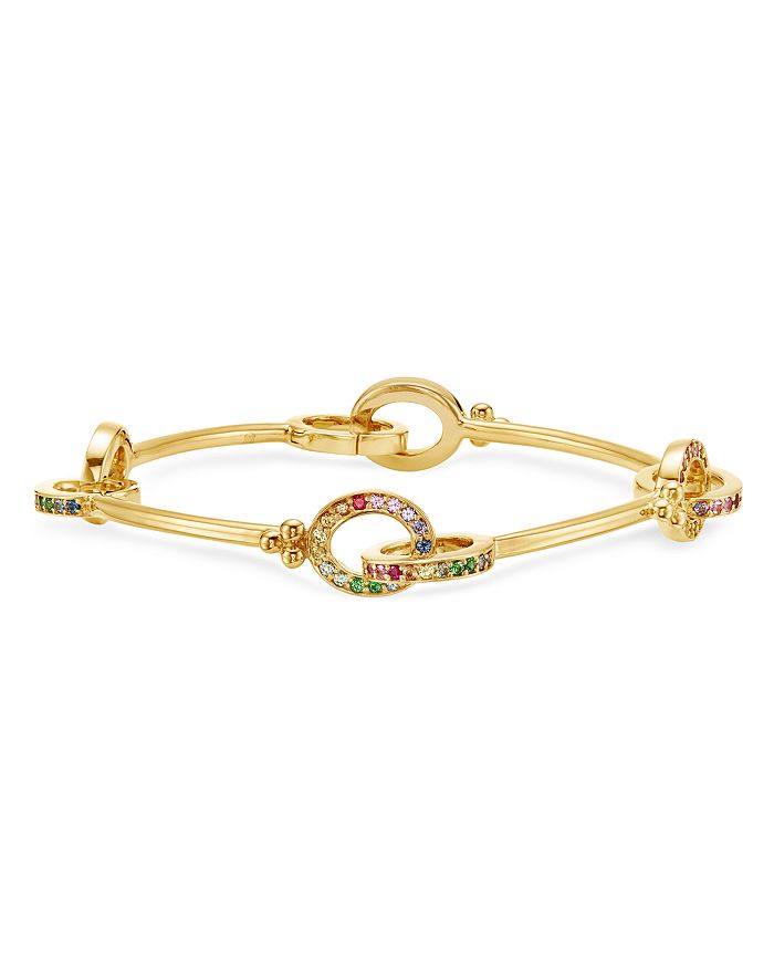 Shop Temple St Clair 18k Yellow Gold Celestial Rainbow Gemstone Orsina Link Bracelet In Multi/gold