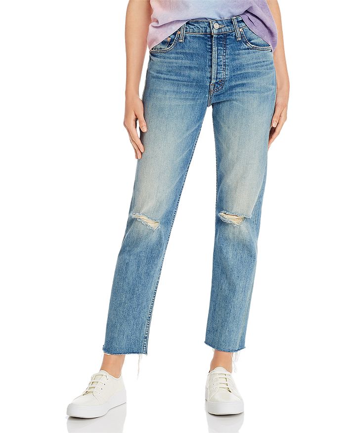 MOTHER THE TOMCAT ANKLE FRAY STRAIGHT-LEG JEANS THE LAST SUPPER DESTROYED,1684-259