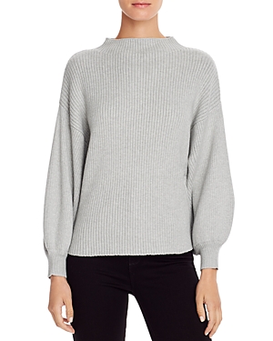 Line & Dot Funnel-neck Ribbed Sweater - 100% Exclusive In Heather Grey