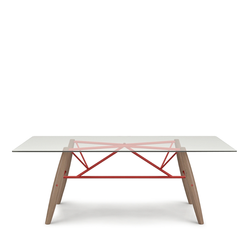 Huppe Connection 84 Glass Top Dining Table In Natural Walnut / Charcoal