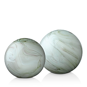 Shop Jamie Young Cosmos Glass Balls, Set Of 2 In Sage Swirl