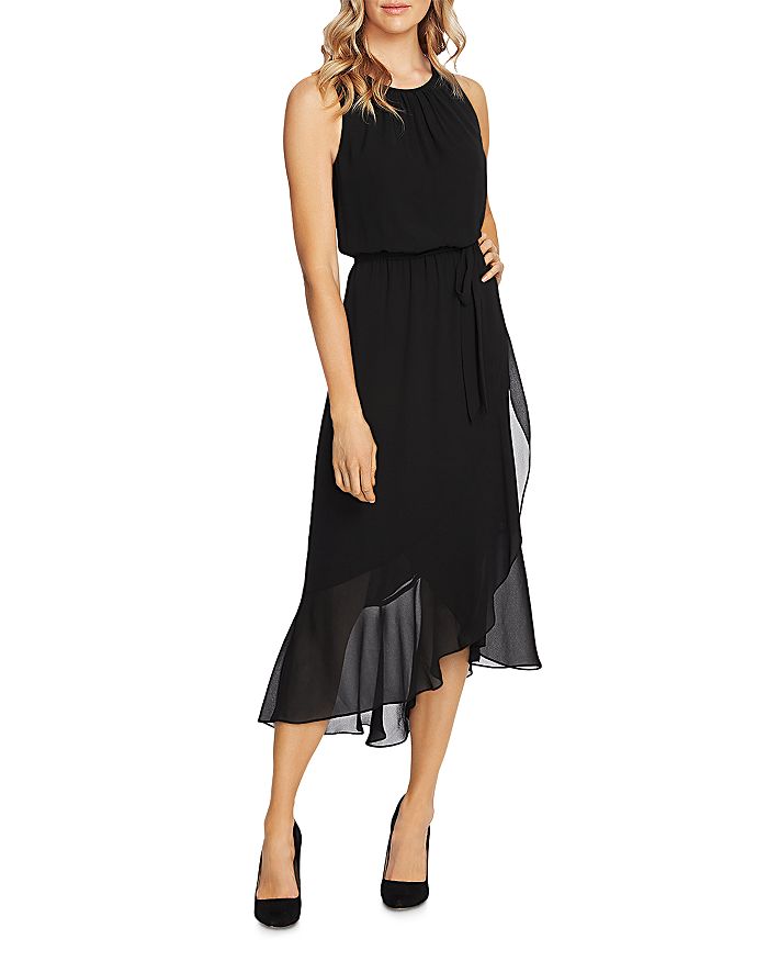 Vince Camuto Ruffle Belted Midi Dress - 100% Exclusive In Rich Black