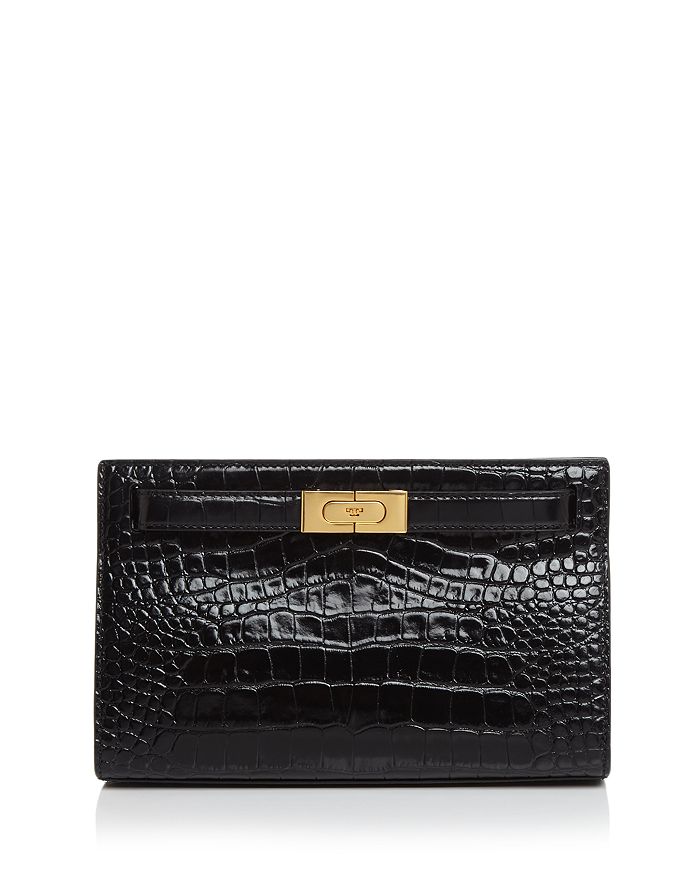Tory Burch Lee Radziwill Embossed Leather Clutch | Bloomingdale's