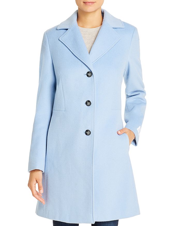 Calvin Klein Single breasted Button Front Coat In Pastel Blue