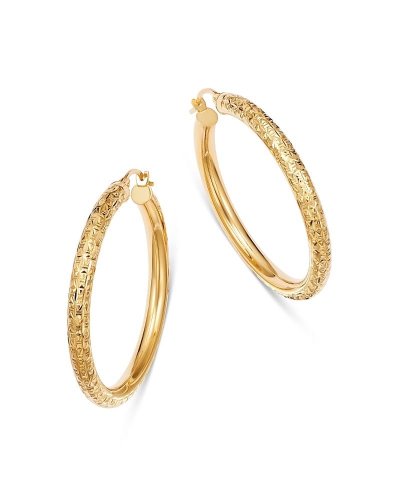 Bloomingdale's Fine Collection Diamond-Cut Tube Hoop Earrings in 14K Yellow Gold