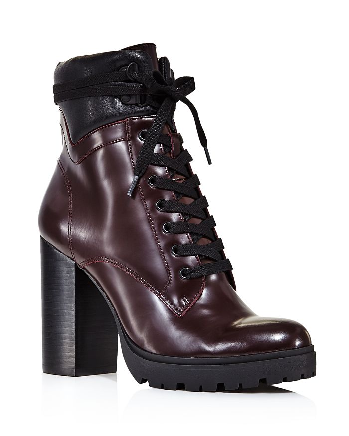 Aqua Women's Laker Stacked Heel Hiker Boots - 100% Exclusive In Burgundy/black