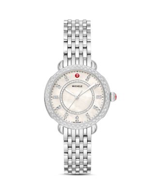 michele watch silver with diamonds