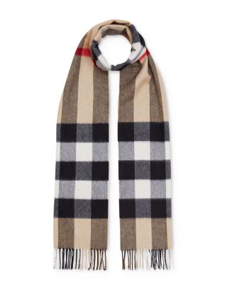 Burberry - Giant-check Fringed Cashmere Scarf - Mens - Beige