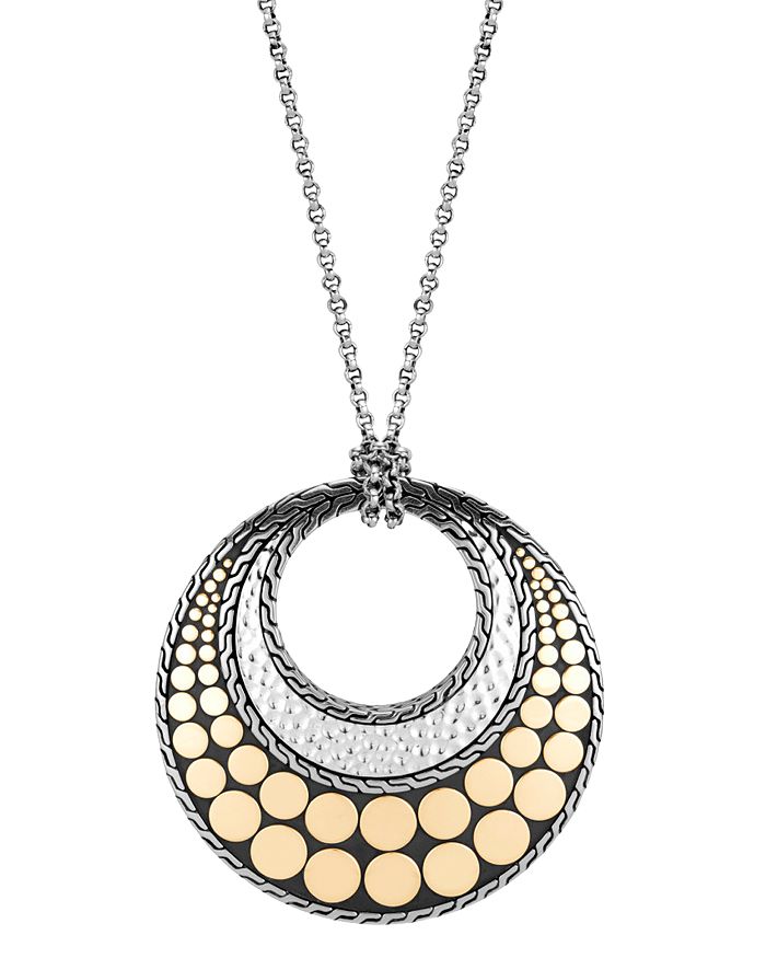 John Hardy Sterling Silver & 18k Yellow Gold Dot Round Pendant Necklace, 32 In Gold/silver