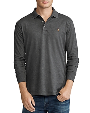 Polo Ralph Lauren Classic Fit Long Sleeve Polo Shirt In Dark Gray Heather