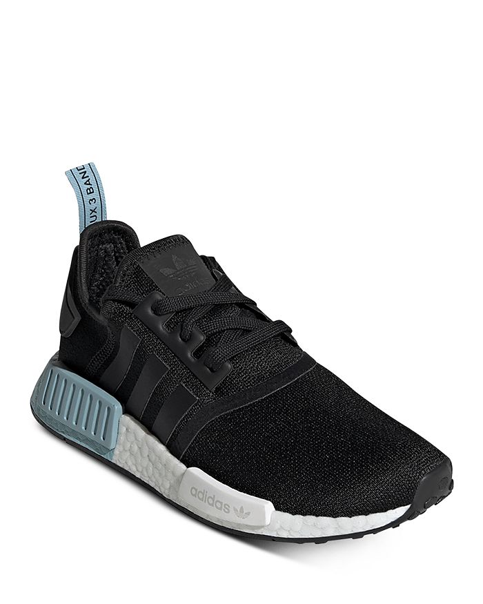Adidas Originals Women's Nmd R1 Knit Lace Up Sneakers In Black/blue