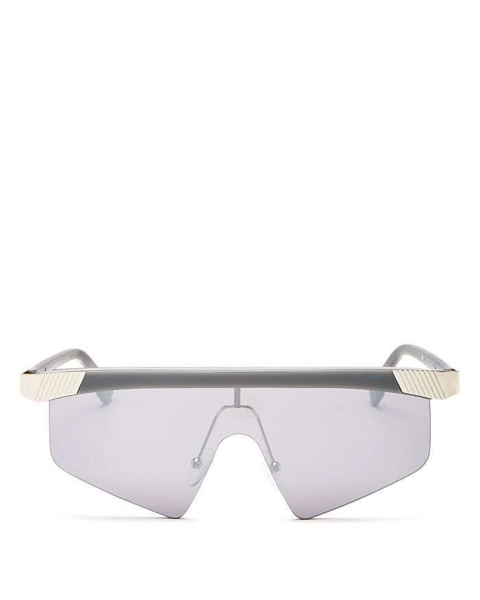 Le Specs Unisex Engineer Shield Sunglasses, 130mm In Flint Silver/silver Mirror