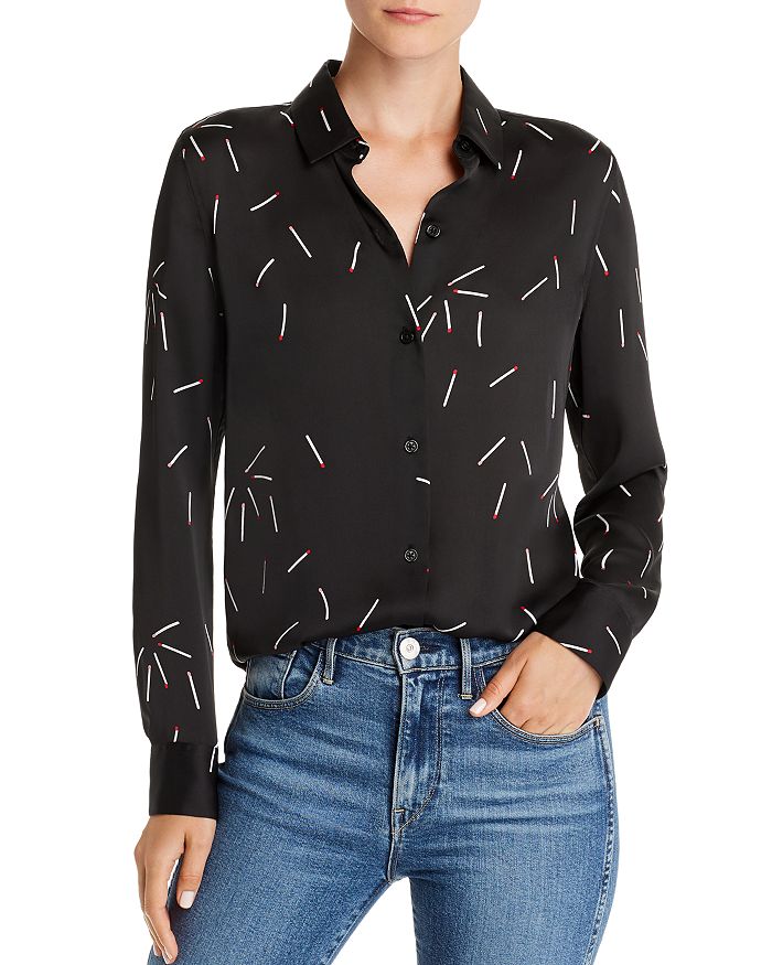 EQUIPMENT ESSENTIAL MATCHSTICK PRINT SHIRT,19-3-005644-E900