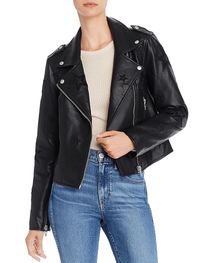 Faux leather clearance jacket with stars