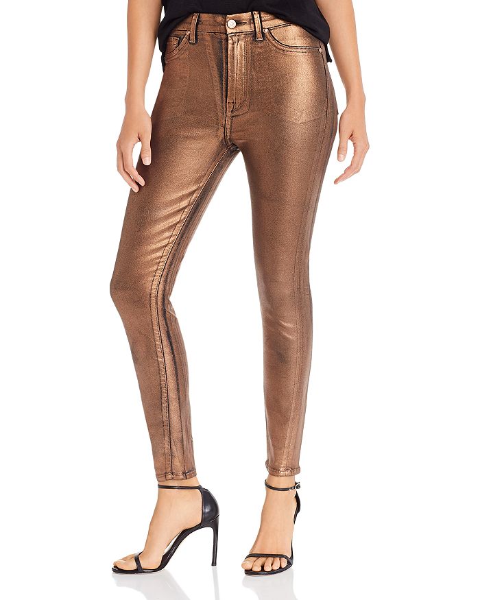 7 FOR ALL MANKIND HIGH RISE SKINNY JEANS IN PENNY METALLIC FOIL,AU8693339