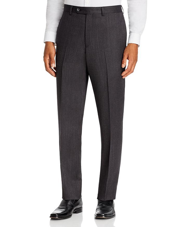 Jack Victor Whipcord Twill Regular Fit Dress Pants In Charcoal