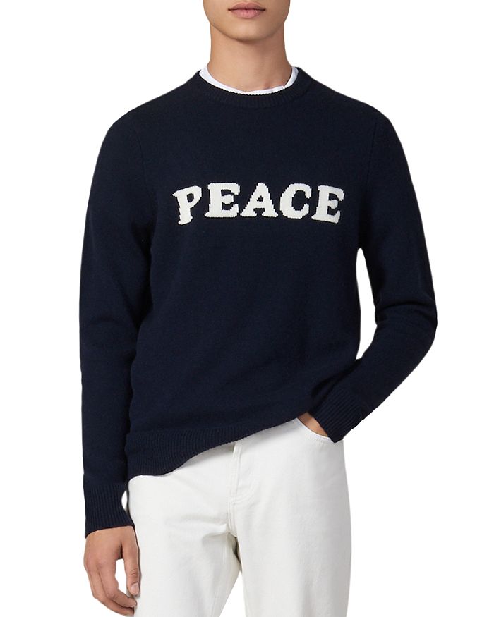 Sandro Peace intarsia Wool And Cashmere blend Jumper In Blue ModeSens