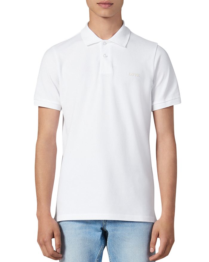Sandro Beach Marled Regular-fit Linen Polo Shirt In White