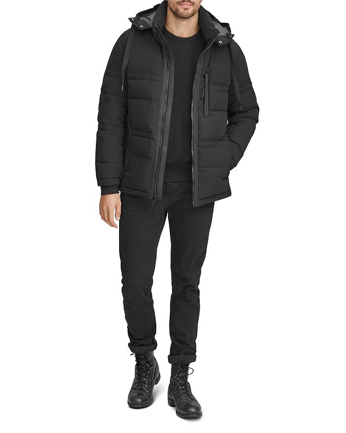 Shop Marc New York Huxley Removable-hood Down Jacket In Black