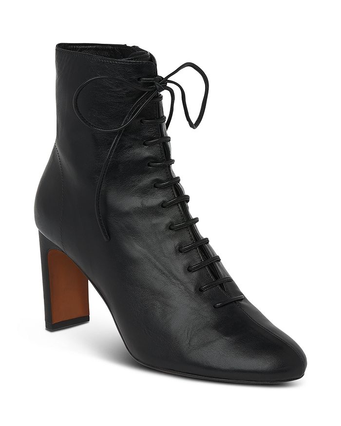 Whistles Women's Dahlia Lace-up Stacked Heel Booties In Black
