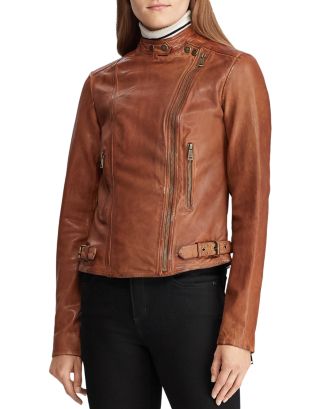 Ralph Lauren Burnished Leather Moto Jacket | Bloomingdale's