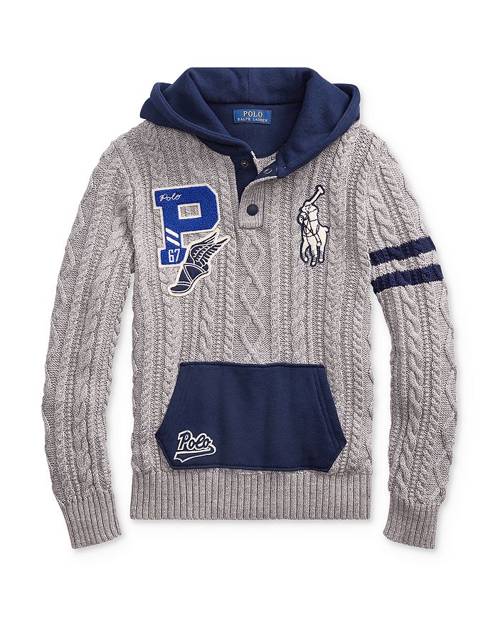 Ralph lauren cable knit hoodie cheap