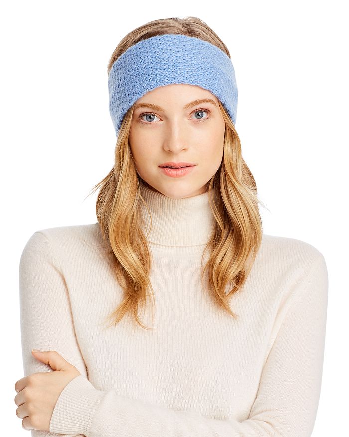 C By Bloomingdale's Waffle-knit Cashmere Headband - 100% Exclusive In Heather Blue
