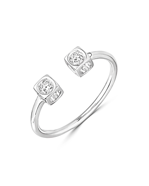 dinh van 18K White Gold Le Cube Diamant Open Ring with Diamonds