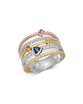 Bloomingdale's - Gemstone & Diamond Multi-Row Band in 14K Rose, Yellow & White Gold - 100% Exclusive