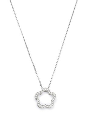 Bloomingdale's Diamond Minimilastic Flower Pendant Necklace in 14K White Gold, 0.15 ct. t.w. - 100% 