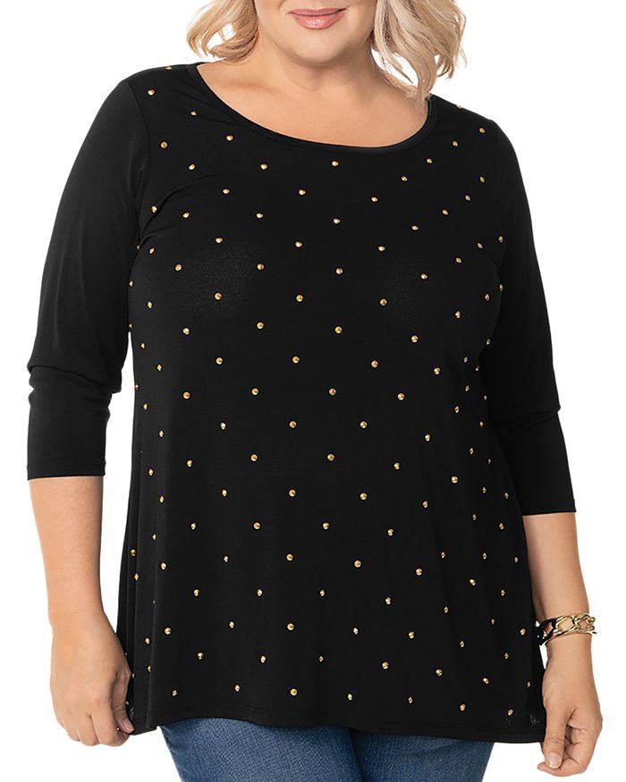 Belldini Plus Studded Three-Quarter Sleeve Top | Bloomingdale's
