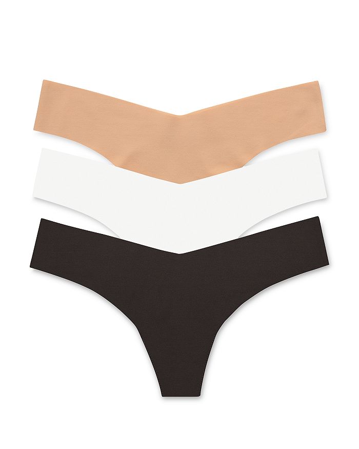 Commando Classic Solid Thong, Set Of 3 In Black/nude/white