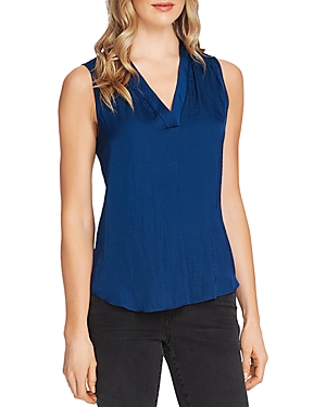 Vince Camuto Shirred High/low Tank In Deacon Blue
