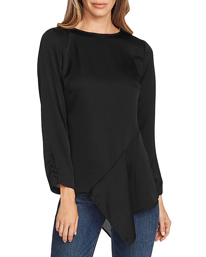 Vince Camuto Hammered Satin Blouse - 100% Exclusive In Rich Black