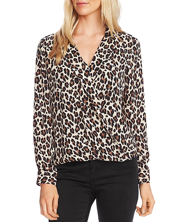 VINCE CAMUTO Notch-Collar Leopard Print Blouse | Bloomingdale's