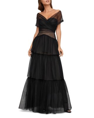 Bcbgmaxazria Tiered Tulle Gown In Black ModeSens