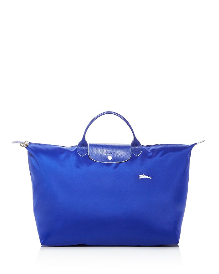Longchamp Le Pliage Club Large Nylon Travel Bag In Cobalt/gunmetal