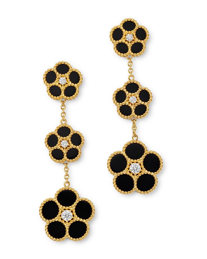 Roberto Coin 18k Yellow Gold Daisy Diamond & Black Onyx Drop Earrings - 100% Exclusive In Black/gold