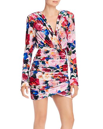 Ronny Kobo Chanria Ruched Floral Velvet Mini Dress Bloomingdale S