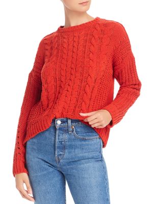 AQUA Chenille Mixed-Knit Sweater - 100 