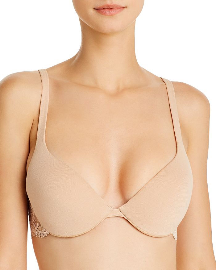Push-up Bra in off-white Lycra with embroidered tulle
