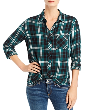 Rails Hunter Metallic Plaid Shirt In Pine/black/white