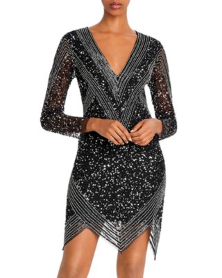 beaded cocktail dress with sleeves