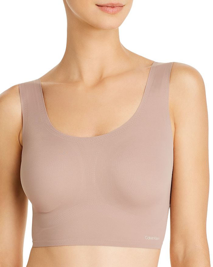 Calvin Klein Pure Ribbed Cropped Tank In Honey Almond