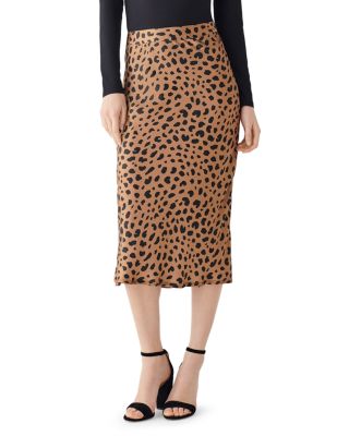 leopard print silk midi skirt