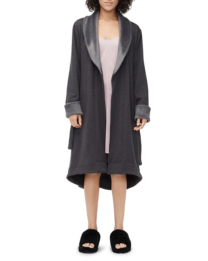 Ugg Duffield Ii Fleece lined Cotton Jersey Dressing Gown In Light